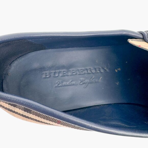 Burberry Solway Chain Loafer EU 38 US 7-7.5 Beige Haymarket Check Canvas Moorley - Picture 11 of 13